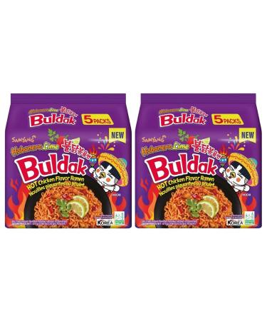 Samyang Noodles Habanero Lime 135g - Hot Chicken Flavor Spicy Ramen Buldak Multipack Snacks Instant Korean Food (2 x Pack of 5)