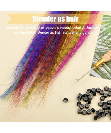 20Pcs Colored Feather Hair Extensions Kit with Micro Beads and Crochet Hook - Colorful Synthetic Hairpieces for Girls and Women - Buy Online on SooperMarket.com