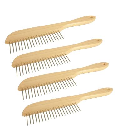 gws broom comb dog comb made of beech wood | sturdy fur brush with eyelet for hanging (4 pieces)