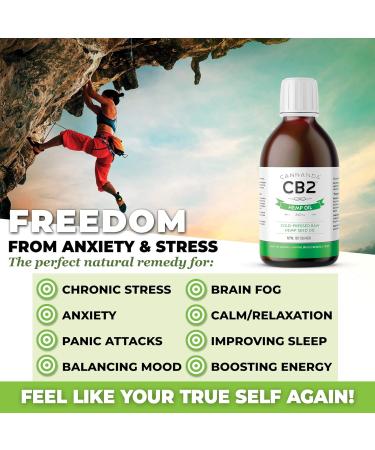 CB2 HEMP OIL - 225 000mg Extra Strength Organic / 240mL / 8oz | All Natural Pain Relief Anti-Inflammatory Tension & Stress Relief Enhanced Sleep | Enhanced with CB2 Extract + Omega 3 + GLA | Certified Organic Non-GMO | Made in Canada NATURAL HEMP - Buy Online on SooperMarket.com