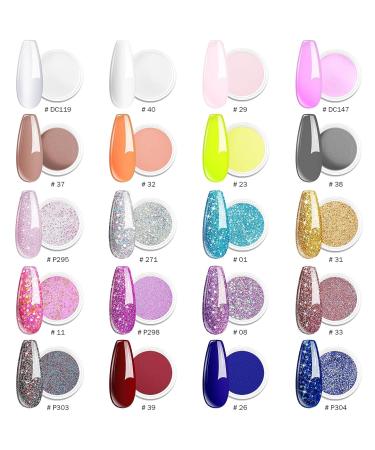 Wakaniya Dip Powder Nail Kit - 20 Colors Glitter Starter Kit for Beginners | Nail Dipping Powder Set with Activator, Top Coat, Base | Professional DIY Nail Art - Buy Online on SooperMarket.com