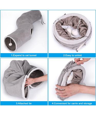 Ownpets 48 Inch S-Shape Collapsible Cat Tunnel with Feather Wand - Interactive Pet Toy for Cats, Kittens, and Small Pets - Buy Online on SooperMarket.com