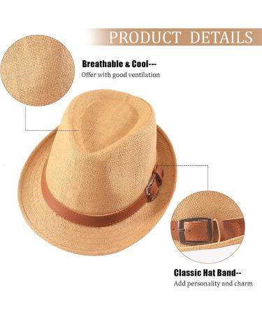 Ultrafun 3 Pack Straw Fedora Hat for Men Women - Classic Gangster Trilby Panama Sun Hat Set - Buy Online on SooperMarket.com