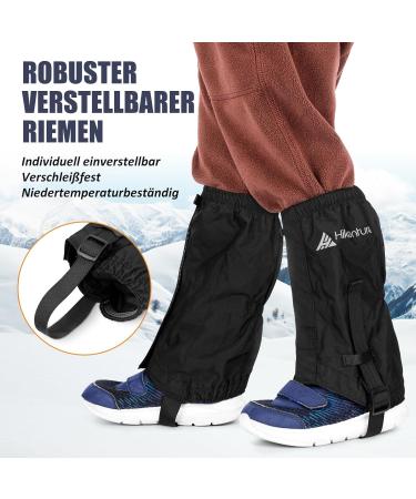 Hikenture Children's Waterproof Gaiters for Winter Hiking - Snow Leg Protection - Durable Black Gaiters for Kids - Buy Online on SooperMarket.com