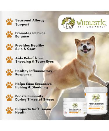 Organic Wholistic Pet Bovine Colostrum Powder for Dogs & Cats | Allergy Relief, Gut Health, Immune Support | High Antibody Levels | Puppies & Adult Dogs/Cats - Buy Online on SooperMarket.com