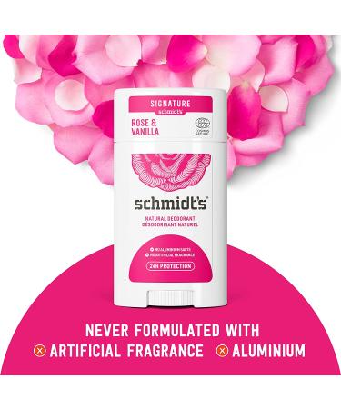 Schmidt's Rose & Vanilla Natural Deodorant | Aluminum-Free, Vegan, Cruelty-Free | 24-Hour Odor Protection | 3.25 oz - Buy Online on SooperMarket.com