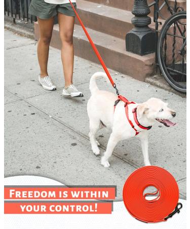Looxmeer Rubberized Tow Lines for Dogs - 3m/5m/7m/10m/15m/20m/30m Leash | Durable Neon Orange Leash for Small & Medium-Sized Dogs - Buy Online on SooperMarket.com