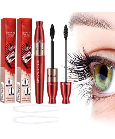 4D Lengthening Curling Mascara 4D Lengthening Curling Mascara 2 In 1 Waterproof 4D Lengthening Curling Mascara for Straight Lashes Waterproof (2pcs)