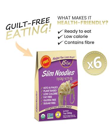 Keto Organic Thai Style Noodles | Konjac Flour & Oat Fiber | Healthy Instant Meal | 7oz - Pack of 6 - Buy Online on SooperMarket.com
