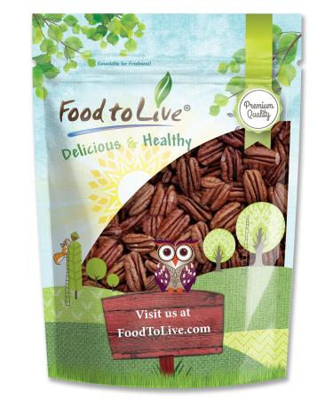 Food to Live Dry Roasted Pecan Halves with Himalayan Salt 1 Pound Oven Roasted Lightly Salted Nuts No Oil Added Vegan Snack Kosher Keto. Good Source of Protein and Fiber. Great for Salads Roasted and Salted 1 Pound