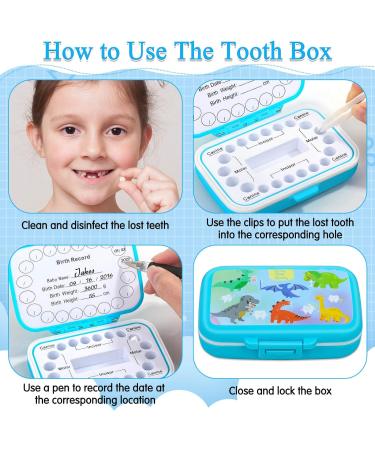 Caffox Blue Dinosaur Tooth Keepsake Box - First Tooth Container for Kids - Baby Teeth Storage - Tooth Fairy Box (BTKB005) - Buy Online on SooperMarket.com