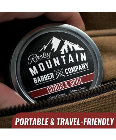 Rocky Mountain Barber Company Solid Cologne for Men Citrus & Spice Scent 2 Oz Size - Made with Coconut Oil Shea Butter - Long-Lasting Scent - Buy Online on SooperMarket.com