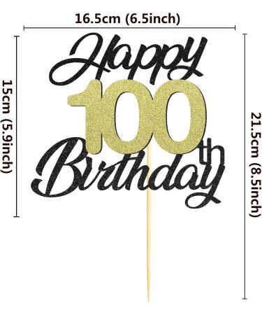 Sumerk 100 Cake Attachments for 100th Birthday Party | Gold & Black Decoration Accessories | Perfect for Celebrations - Buy Online on SooperMarket.com