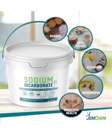 Sodium Bicarbonate 5Kg Bucket - Food Grade Baking Soda (E500 Pharmaceutical/FCC Grade) Pure Fine Powder - Buy Online on SooperMarket.com