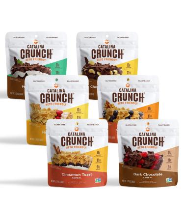 Catalina Crunch Keto Cereal Variety Pack (6 Flavors) 1.3Oz Bags  Low Carb Zero Sugar Gluten & Grain Free Fiber  Keto Snacks Vegan Snacks Protein Snacks  Keto Friendly Foods