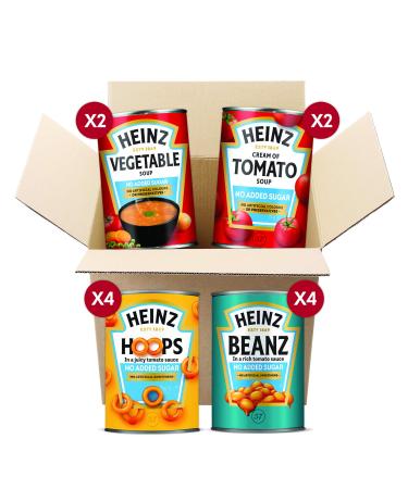 Heinz No Added Sugar Bundle Beans Soups and Hoops 400g 12 Cans
