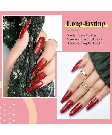 Dark Red Glitter Dipping Powder 28g/Box | No Lamp Cure, Natural Dry Like Gel Nails | Nail Salon Quality - No.29 HJ-ACG029 - Buy Online on SooperMarket.com