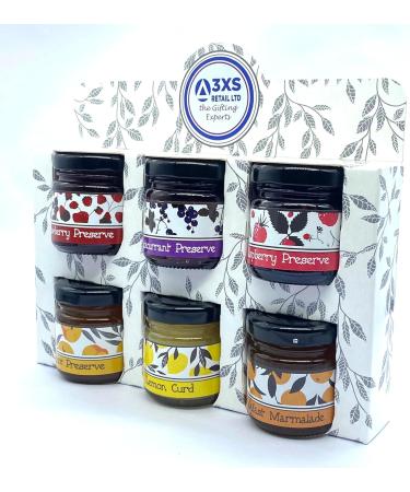 Breakfast Jam Preserve Gift Pack Selection of Strawberry Blackcurrant Raspberry Apricot Lemon Curd Marmalade - 6x42g Jars - Buy Online on SooperMarket.com