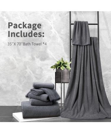 Bathroom Towel Set Dark Gray 4-Pack | Ultra Soft 600GSM Microfiber Bath Towels | Highly Absorbent & Quick Dry | Oversized Spa Hotel Luxury Shower Towels | 35x70 Large Plush Towels | Dark Gray 4-Piece Set - Buy Online on SooperMarket.com