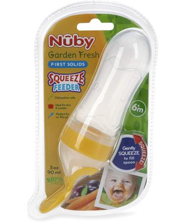 Nuby Garden Fresh Silicone Squeeze Feeder with Spoon and Hygienic Cover - Yellow - Buy Online on SooperMarket.com