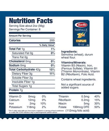 Barilla Farfalle Pasta 16 Oz. Box - Non-GMO Durum Wheat Semolina - Italy's #1 Pasta Brand, Kosher Certified - Buy Online on SooperMarket.com