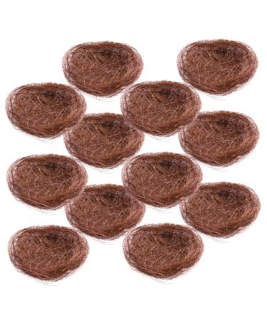 Unomor 12th simulated bird nest decorative artificial bird nest Easter egg nest outdoor accessories Easter tree decoration bird rest nest Easter egg nest hemp silk mini birds 12x12cm coffee