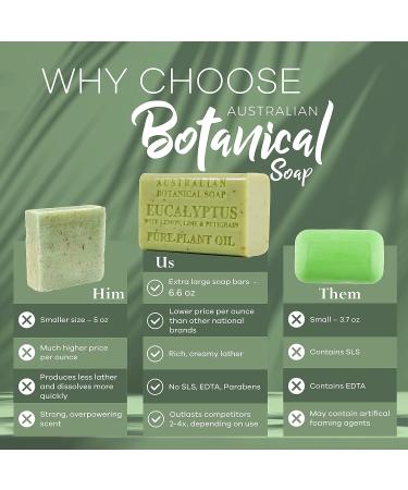 Australian Botanical Soap Eucalyptus, Lemon, Lime, and Petitgrain 6.6 oz | Natural Ingredients | Shea Butter Infused | All Skin Types - Buy Online on SooperMarket.com