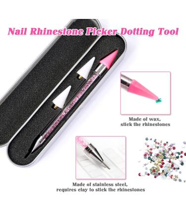 Sularpek Nail Rhinestone Picker Dotting Tool - Pink Acrylic Handle Dual End Pen for DIY Nail Art Decoration - Buy Online on SooperMarket.com