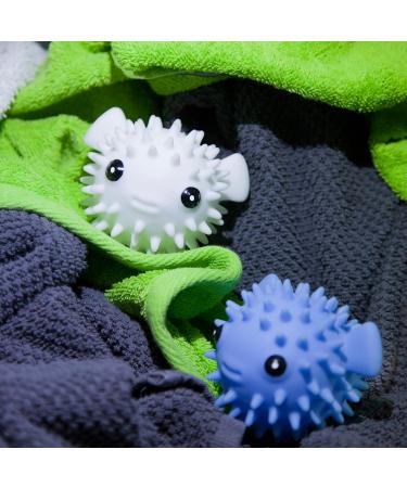 Kikkerland Puffer Fish Laundry Buddies - Eco-Friendly Reusable Dryer Balls (Set of 2) - Non-Toxic PVC Cute Blue & White Design for Laundry Care - Buy Online on SooperMarket.com
