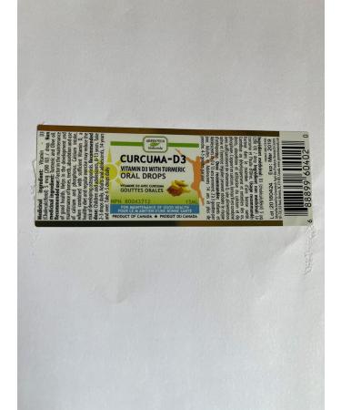 Vitamin D3 Oral Drops with Turmeric- Curcuma D3 Oral Drops (200IU/Drop): NPN 80043712 - Buy Online on SooperMarket.com
