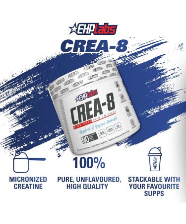 EHP Labs CREA-8 Creatine Monohydrate Powder - Creatine Powder for Building Lean Muscle Mass Improves Strength & Power Supports Brain Health - 100 Servings (500g) - Buy Online on SooperMarket.com