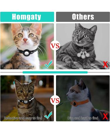 Reflective Airtag Cat Collar with Bell | Waterproof Holder | Apple Airtag Compatible - Black - Buy Online on SooperMarket.com