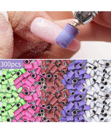 Buy 300 Pcs Nail Drill Sanding Bands - 5 Color Coarse to Fine Grits for Acrylic Nails Includes 2 Drill Bits | Professional Manicure & Pedicure Supplies - Buy Online on SooperMarket.com