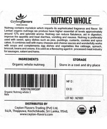 Nutmeg Seeds Whole 56g (2oz) Premium Grade Shell Removed and Cleaned A Quality Ceylon Cinnamons Product - Buy Online on SooperMarket.com