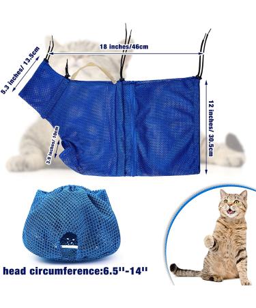 Weewooday Cat Grooming Washer Mesh Bag - 2 Pack Breathable Adjustable Muzzles for Bathing, Nail Trimming, and Feeding - Scratch-Resistant Restraint Bag in Blue - Buy Online on SooperMarket.com