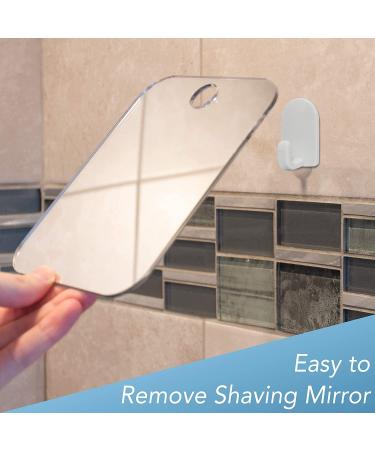 Shave Well Anti-Fog Shower Mirror - Fogless Bathroom Shaving Mirror for Men and Women | Removable Adhesive Hook | Frameless & Portable - Ideal for Travel, Camping, Gym - Unbreakable - Buy Online on SooperMarket.com