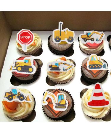 Arthsdite 64 Pcs Edible Construction Cupcake Toppers Truck Tractor Excavator Cake Decorations Stop Sign Dessert Decoration for Construction Baby Shower Birthday Party Food Decorations - Buy Online on SooperMarket.com