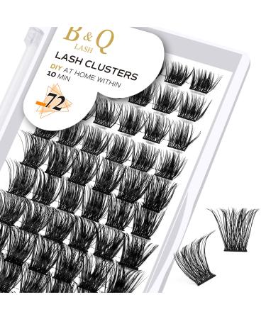 Cluster Lashes D Curl 16mm 72 Clusters B&Q Lash Clusters Individual Lashes Volume Eyelash Clusters DIY Lash Extensions Soft Wispy Cluster Eyelash Extensions DIY at Home (B19 D-16mm) D-16 mm B 19