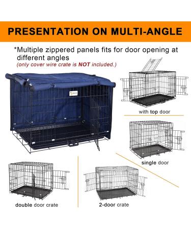 Durable Dog Crate Cover - Fits 24-48 Inches Wire Crate - Oxford Fabric - Medium and Large Dog Kennel Cover - Blue Rhombus - 2 Doors - Heavy Duty - Buy Online on SooperMarket.com