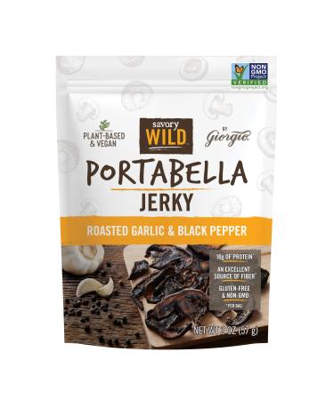 Savory Wild Vegan Portabella Mushroom Jerky | Gluten Free & Non-GMO | Roasted Garlic & Black Pepper