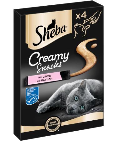 Sheba Creamy Snacks Creamy cat treats with salmon (MSC) Practical sticks for licking by hand 44 x 12g