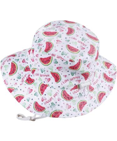 LASSIG Beach Sun Protection Hat for Baby Girls | Adjustable Toddler Kids Hat with Chin Strap | Watermelon 6-12 Months - Buy Online on SooperMarket.com