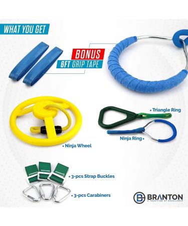 Three-Piece Ninja Line Accessories Set: Durable Ring, Triangle, and Wheel - Ninja Warrior Training Equipment for Obstacle Course - Buy Online on SooperMarket.com