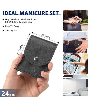 24-Piece Stainless Steel Manicure Set with Travel Case - Professional Nail Clippers & Pedicure Tools for Men and Women - Black - Buy Online on SooperMarket.com