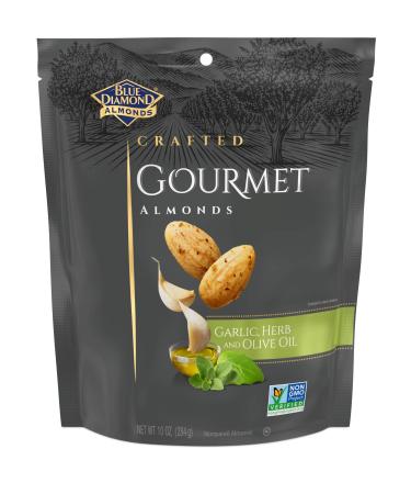 Blue Diamond Gourmet Almonds, Garlic, Herb and Olive Oil, 10 Ounce Garlic, Herb & Olive Oil 10 Ounce (Pack of 1)