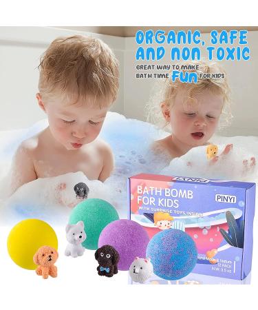 Bath Bombs for Kids - 12 Pack Handmade Fizzy Balls with Surprise Puppy Toys Inside | Organic Spa Bubble Bath Gift Set for Toddlers | Safe and Fun Bath Time Kit for Birthday, Easter, Christmas - Buy Online on SooperMarket.com