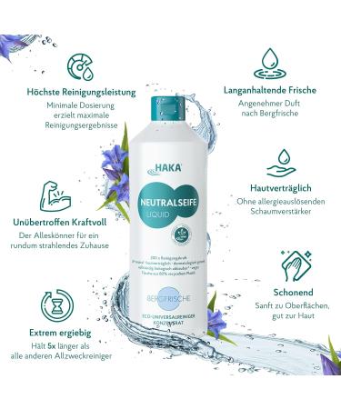 HAKA Neutral Soap Liquid Bergfrische - 200 Applications pH-Neutral All-Purpose Cleaner Long-Lasting 1L (1 Pack) - Eco-Friendly International Shipping - Buy Online on SooperMarket.com