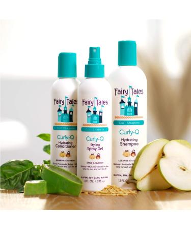 Fairy Tales Curly-Q Daily Hydrating Shampoo & Conditioner Set for Kids - Paraben, Sulfate, Gluten & Nut Free - 12 oz & 8 oz - Buy Online on SooperMarket.com