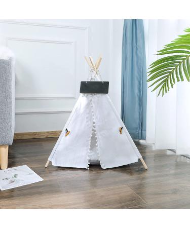 GeerDuo Portable Pet Teepee Tent for Small Dogs/Cats - Washable Sweet Bed with Cushion - White 24 - Buy Online on SooperMarket.com