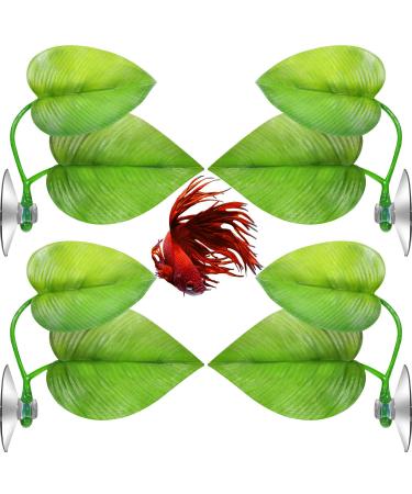 4 Pieces Betta Bed Leaf Hammock for Betta Fish Lightweight and Realistic Resting Spot No BPA Practical Comfortable and Safe (Double Leaf)